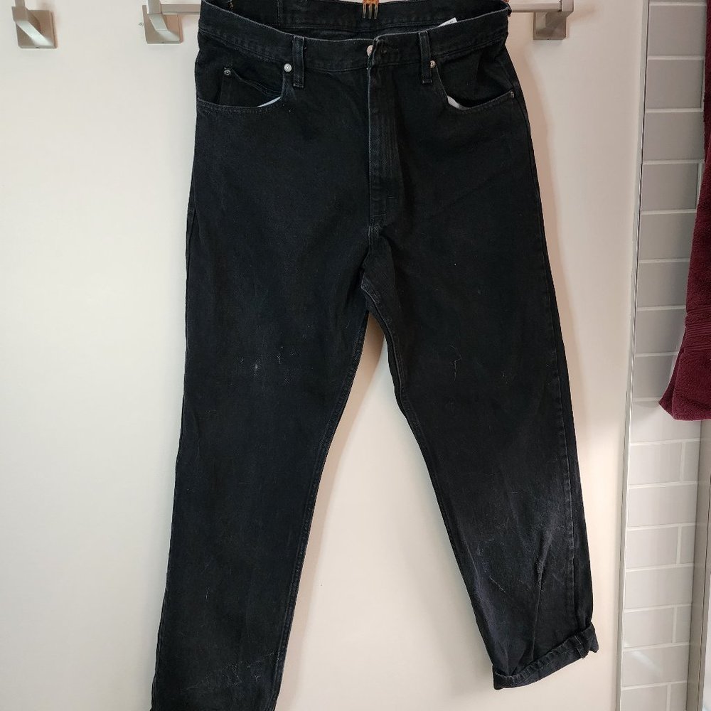 Men's Wrangler Straight Leg Black Jeans - Size 36 x 34